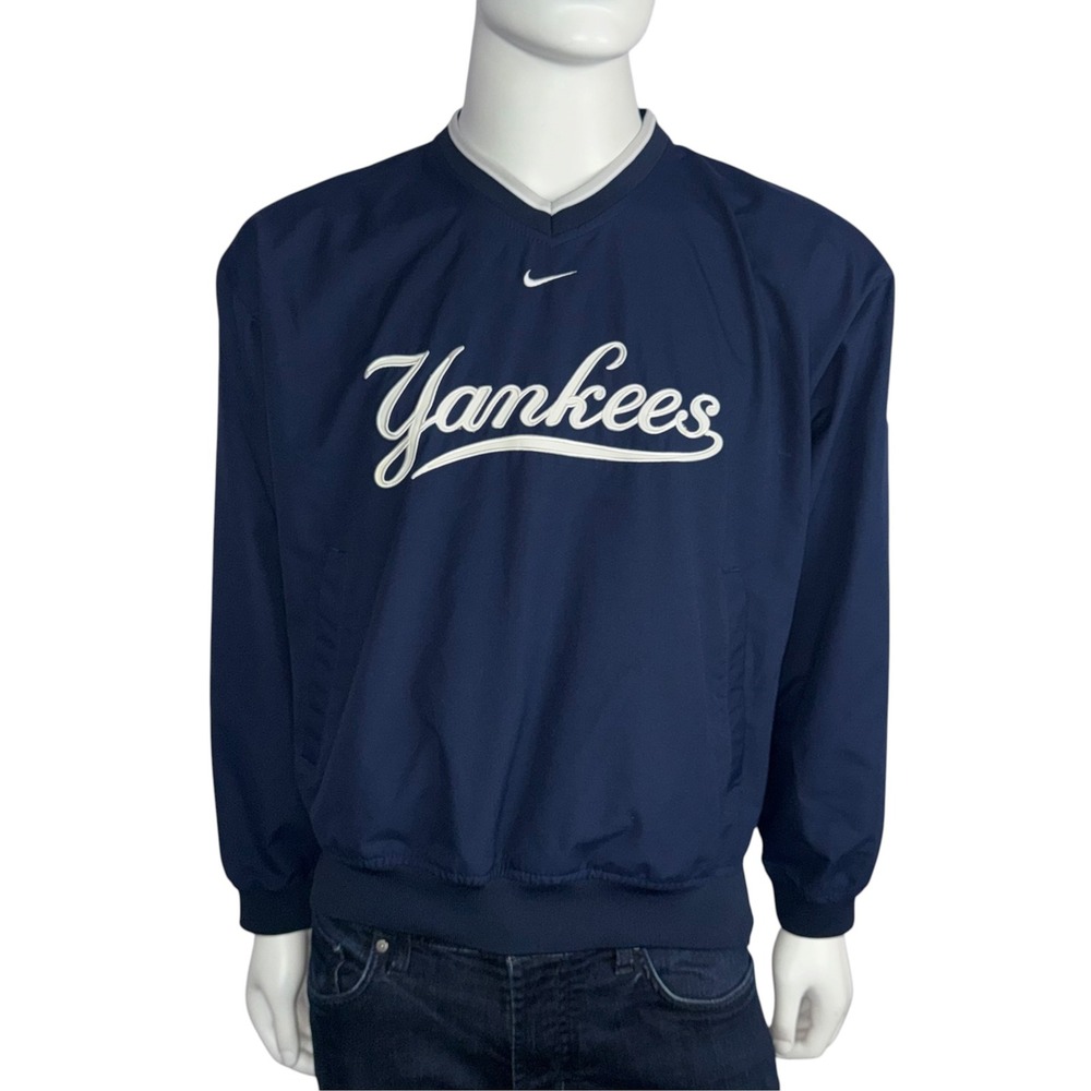 Vintage Nike New York Yankees Navy Blue V-Neck Pullover Windbreaker Small
